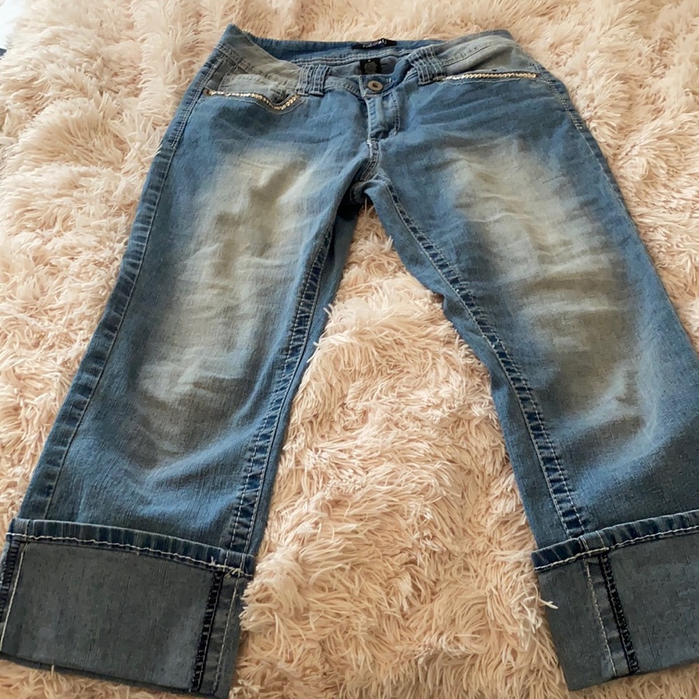 ROZ&ALI LARGE CUFFED CAPRIS WITH BLUNG ON POCKETS!